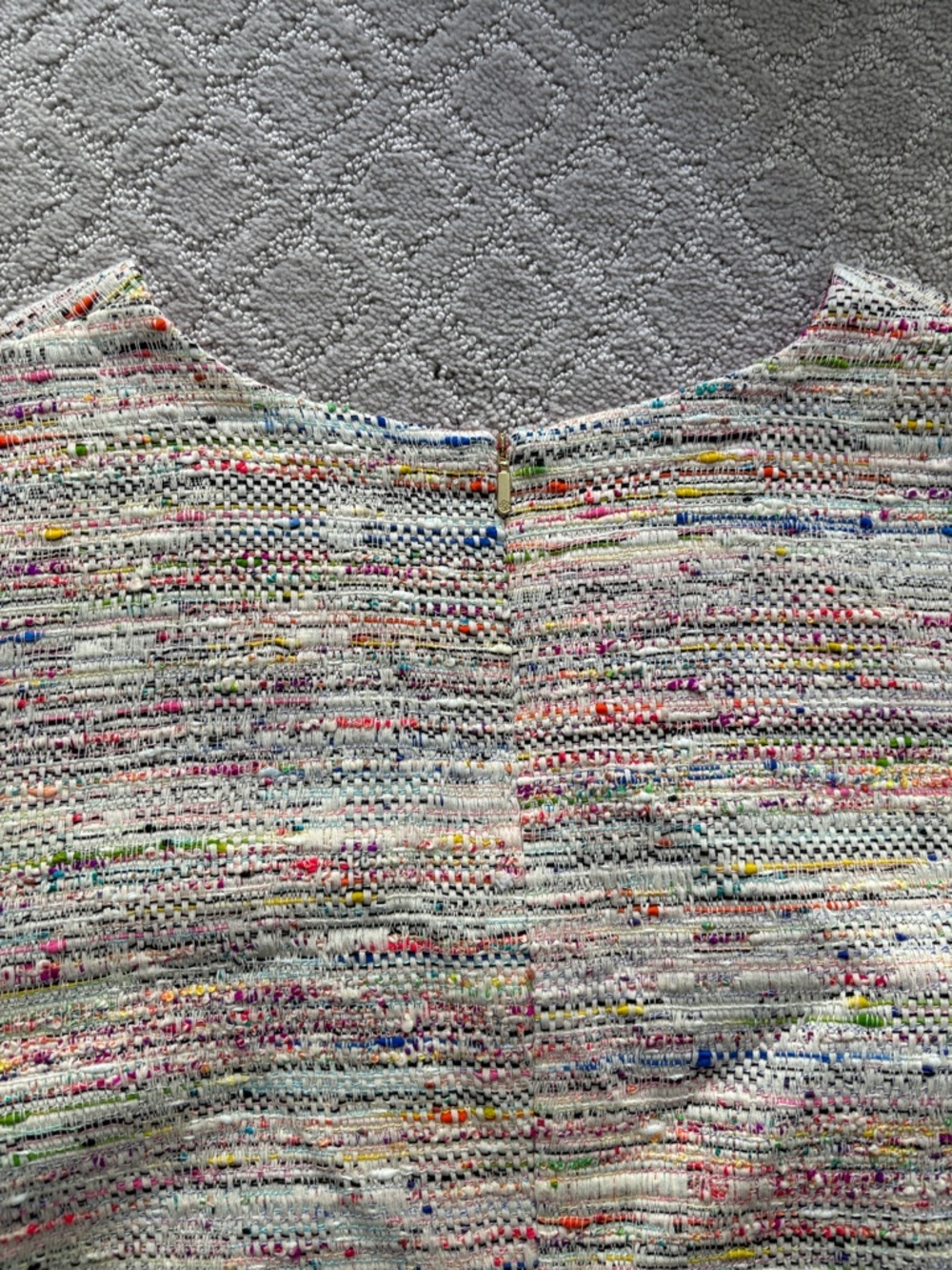 Trina Turk Cream Multicolor Tweed Shift Dress with Fuchsia Accents - Picture 13 of 16